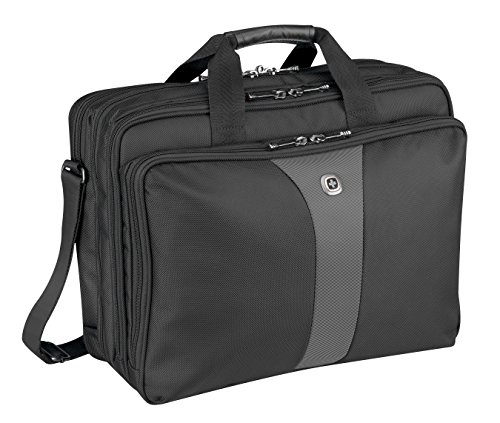 Wenger 600655 LEGACY 17' Triple-Gusset Laptop-Tasche, Flughafen freundlich mit iPad / Tablet / eReader Tasche in Schwarz / Grau {19 Liter}
