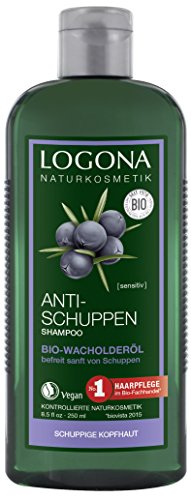 LOGONA Naturkosmetik Anti-Schuppen Shampoo Bio-Wacholderöl, Effektiv gegen Schuppen & Neubildung, Beruhigt gereizte & trockene Kopfhaut, Mit Bio-Pflanzenextrakten, 250ml