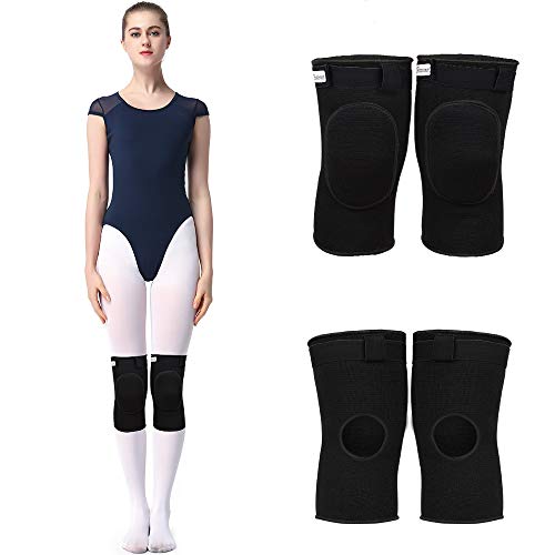 Knieschoner Tanzen Knieschützer Dick Schwamm Kollision Vermeidung Elastisch Anti-Rutsch Knieschoner Sport Beschützer für Kinder und Erwachsene Schwarz S