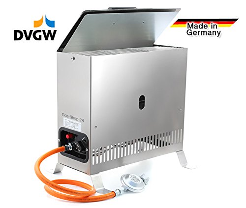 4 kW Edelstahl Gewächshausheizung / Frostwächter mit Gasschlauch , Druckminderer (Gasheizung, Heizung, Standheizung, Gewächshaus, Gartenhaus, Campingheizung)