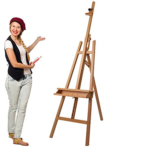 Artina Akademie-Staffelei Barcelona Buche-Holz Profi Künstler-Bedarf für Keilrahmen Größe bis 120cm mit Doppelauflage