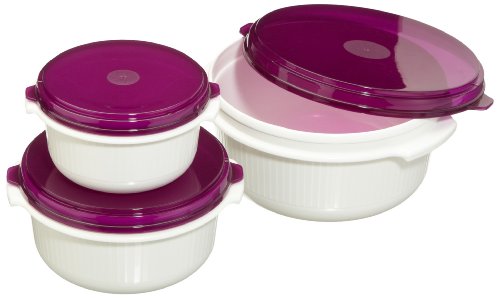 Emsa 508455 Micro Family 3er Pack 0.5 / 1.0 / 1.5 L weiß / brombeer