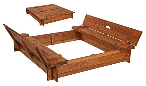 Best-of-JAM Sandkasten - 140x140 cm - Deckel umbaubar zu Bänken - inkl. Folie gegen Unkraut