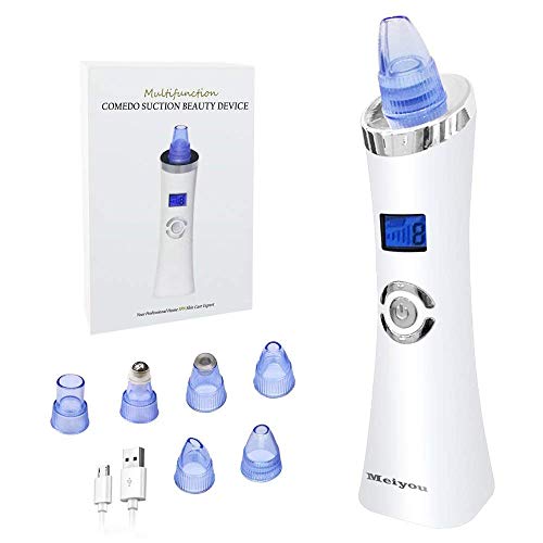 Mitesser Entferner， Meiyou Neueste 6 in 1 Standable USB Wiederaufladbare Pore Cleanser Mikrodermabrasion Maschine Elektrische Gesichtsporenreiniger Extractor Set MIt LED Display -Blau