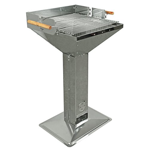 Indoba IND-70532-SGCI Säulengrill 'Cibus' - Edelstahl - Holzkohle Gartengrill, chrom, 68 x 51 x 95 cm