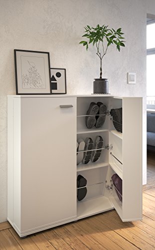 demeyere Schuhschrank & Sideboard CUBE in Weiß mit 2 Türen und Platz für 24 Paar Schuhe,100cmx108cmx33cm (BxHxT)