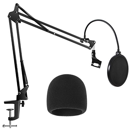 InnoGear Mikrofonständer Set mit Mikrofon Pop Filter und Schaum Mikrofon Windschutz, Mikrofon Halterung tisch für Blue Yeti, Schneeball, Blue Spark