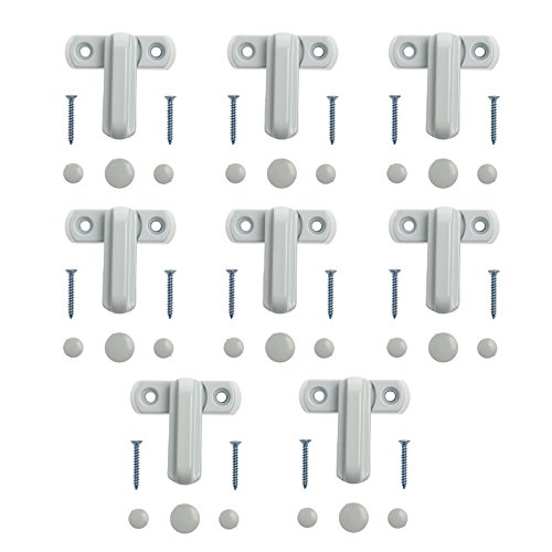 Neoteck 8pcs Fenstersicherung Sash Jammer Weiß Starke Zink-Gusslegierung Zusätzliche Fenster-Zusatzschloss Sicherheitsschlösser für verschiedene UPVC / PVC Türen und Fenster und Haus Sicherheit