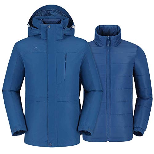 CAMEL CROWN 3 in 1 Herren Outdoorjacke Wasserdicht Winddicht Warmer Skijacke Winterjacke Atmungsaktiv Regenjacke Funktionsjacke Allwetterjacke Doppeljacke Freizeitjacke mit Taschen und Kapuze