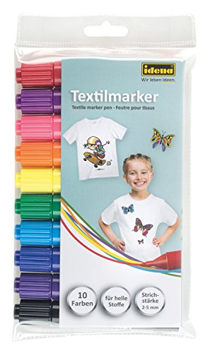 Idena 60035 - Textilmarker für helle Stoffe, 10er Set