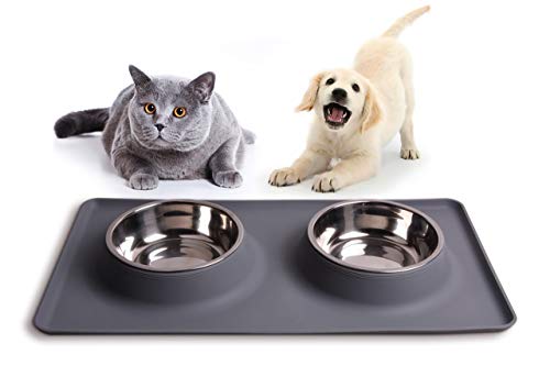 Damit’s sauber bleibt: Silikon-Napfunterlage für Katzen- und Hundenäpfe, Hundenapf, Katzennapf grau