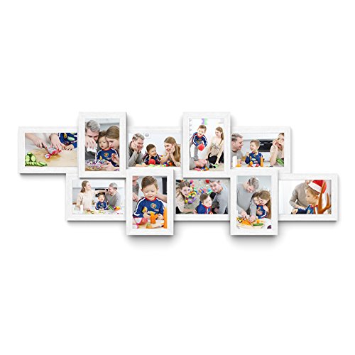 Songmics Bilderrahmen Collage für 10 Fotos je 10 x 15 cm Fotorahmen aus MDF-Platten weiß RPF21W