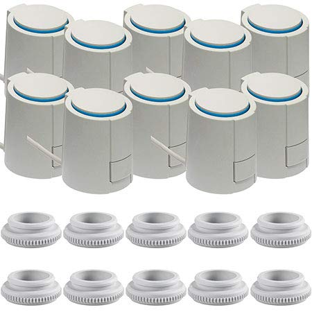 Möhlenhoff Stellantrieb Alpha-5 universal SET 10 Stück für Fussbodenheizung 230 V Typ VA 80 passend auf Heimeier Kermi Roth Herb Thermoval u.a. Farbe lichtgrau RAL 7035 Ausführung NC Stromlos-zu