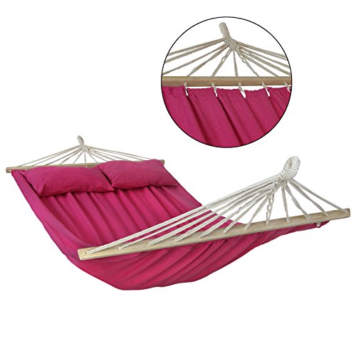 Stabhängematte CIBAO inkl. 2 Kissen Liegefläche 240 x 150 cm in vielen Farben Traglast 300 kg für 2 Personen, Farbe:Malve