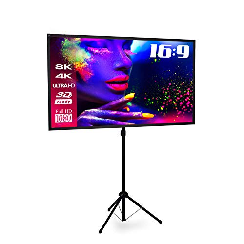 eSmart Germany MISATI X-Type Ultralightweight Stativ-Leinwand [Größenauswahl] 177 x 100 (80') 16:9 | Vollmaskierung | Heimkino Beamer LCD LED | Schneller Aufbau | Vormontiertes Stativ | Tasche