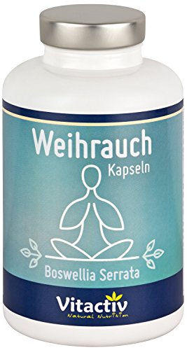 WEIHRAUCH Boswellia Serrata Kapseln nach indischer Heilslehre - Gegen Entzündungen aller Art - Schadstoffgeprüft - Ayurveda - Premium Qualität (120 Kapseln für 30 Tage)