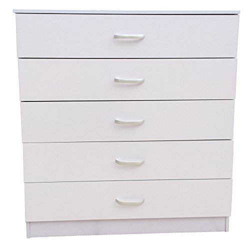 Redstone Weiß Kommode - 5 Schubladen - Einzigartiges System um ein Verbiegen der Schubladen zu verhindern - Schlafzimmer Sideboard