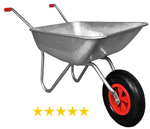 Schubkarre 100 kg, verzinkt, für Garten und Stall, 80 Liter, Luftreifen