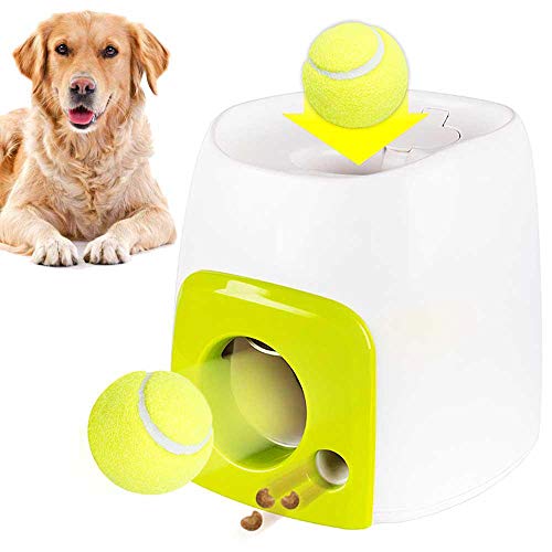 Hamkaw Interaktive Ballwerfer für Hunde, Ballwerfer mit 1 Tennisball, automatischer Tennisball Wurfmaschine für Welpen, interaktives Apportier-Spielzeug, für IQ-Training