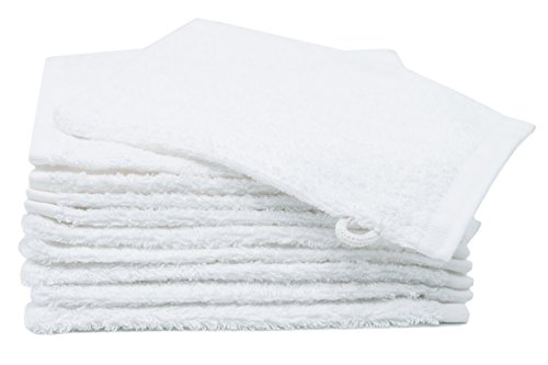 ZOLLNER 10er Set Waschlappen / Waschhandschuhe 16x21 cm weiß, direkt vom Hotelwäschespezialisten, Serie 'Amalfi'