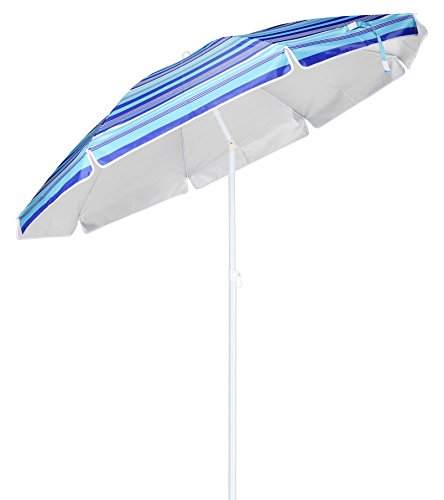 Alu Sonnenschirm mit 50+ UV Schutz - knickbarer Schirm mit 200 cm Durchmesser - Strandschirm mit stabilem Erdspieß Ø 3 cm