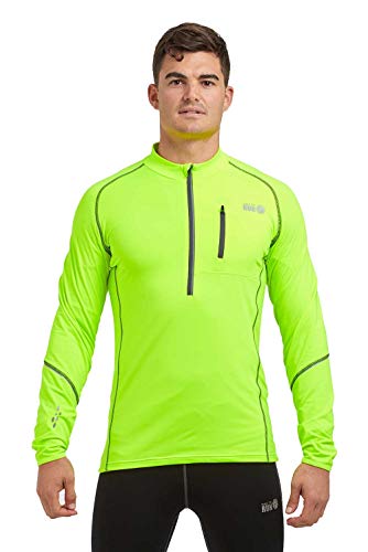 time to run Langarm-Thermoshirt Banff, Quick Dry Funktionsshirt Oberteil für Herren mit Reißverschluss am Ausschnitt L Lindgrün