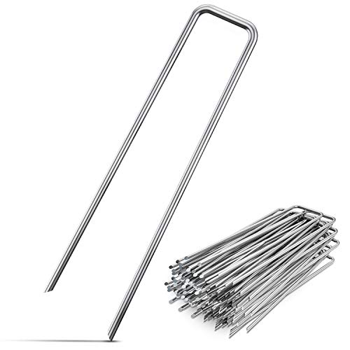 GardenGloss Anti-ROST Erdanker aus Stahl für Extrem Harten Boden - 200 MM Lang, 25 MM Breit, Ø 3.8 MM (50 Stück)