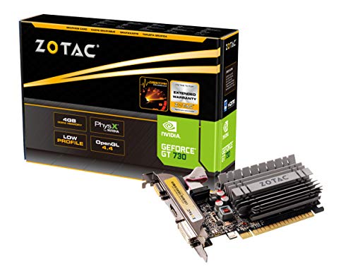 Zotac GeForce GT 730 Zone Grafikkarte (NVIDIA GT 730, 4GB DDR3, 64bit, Base-Takt 902 MHz, 1,6 GHz, DVI, HDMI, VGA, passiv gekühlt)