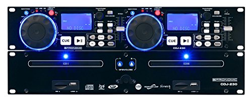 Pronomic CDJ-230 Doppel DJ CD Player mit USB & SD (2-Kanal DJ Desk mit separatem Controller, Pitch Bender und DSP-Effekte, Seamless Loop, 19'-Format)