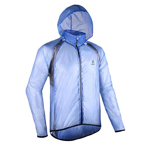 GWELL Leicht Fahrradjacke Regenjacke Wasserdicht Winddicht Atmungsaktiv für Herren blau XL