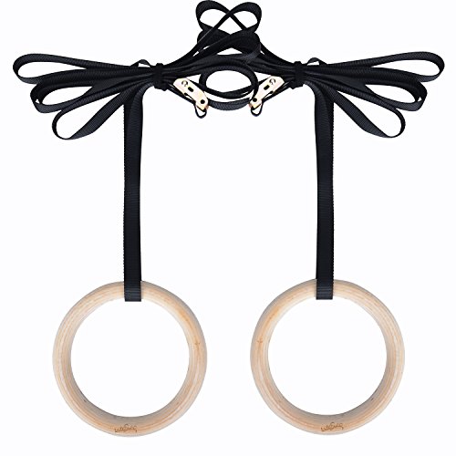WodsWod Turnringe Holz Gym Rings Olympic Gymnastikringe Olympic Gym Ringe mit verstellbaren langen Buckles Straps Workout für Home Gym  Cross Fitness  Groß für Ihre Muskel-Ups  Strength Training