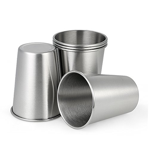 Decdeal 5 Stück Edelstahl Becher Edelstahl Tasse Stapelbare Becher 350ml