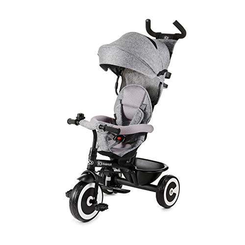 Kinderkraft KKRASTOGRY0000 Aston Dreirad Schieber Kinderdreirad mit Zubehör in 3 Farben, grau