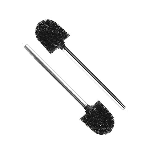 KLINOO Premium 2er Set Toilettenbürste schwarz Bürstenkopf mit Edelstahl Griff WC-Bürste rostfreie Klobürste - Ersatztoilettenbürste - Ersatzklobürste