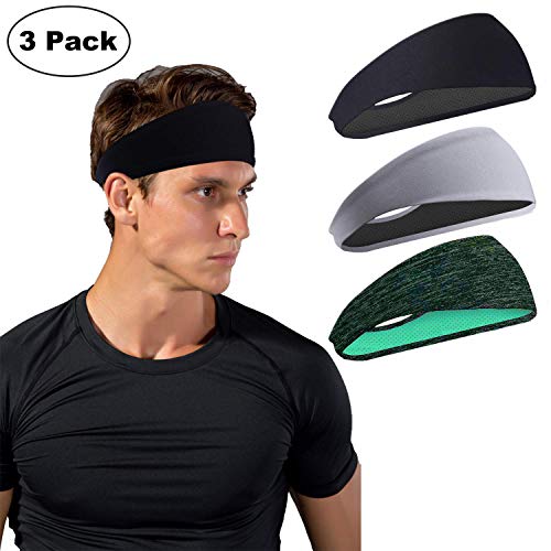 Sport Stirnbänder für Herren und Damen 3 Packs - Schweißband & Sport Stirnband Feuchtigkeitstransport Workout Schweißbänder für Laufen, Cross Training, Yoga und Fahrradhelm