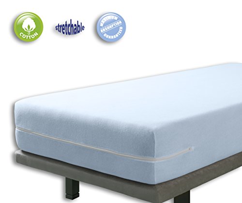 VELFONT – Frottee-Matratzenbezug aus 100% elastischer Baumwolle - Hellblaue - Matratzen-Höhe 15-25cm - verfügbar in verschiedenen Größen - 90x190/200cm
