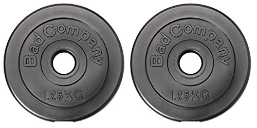 Bad Company Hantelscheiben Kunststoff ummantelt I 30/31 mm I 2,5 Kg Set (2 x 1,25 Kg)