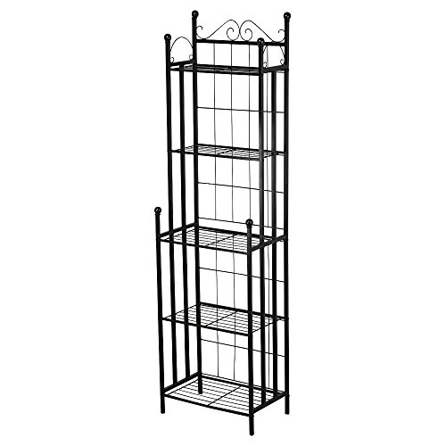 Yaheetech Pflanzentreppe Eisenregal Pflanzenregal Blumenregal Metallregal Landhaus mit 5 Regalböden 49,5 x 31,5 x 179 cm Antik Stil schwarz