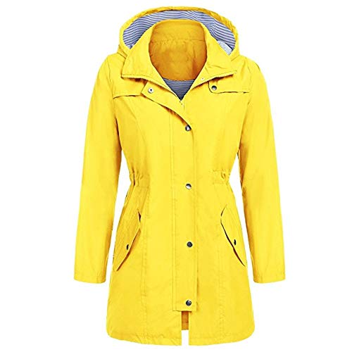 Wasserdichter Kapuzen Regenmantel Damen Solide Regenjacke Freien Winddichte Überzieher
