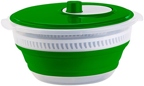 Rosenstein & Söhne Sieb: Faltbare XL-Salatschleuder mit Kurbel und hoher Übersetzung, 5 l (Schüssel)