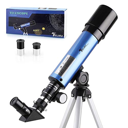 TELMU Astronomisches Teleskop Lichtteleskop zoom Tragbarer Refraktor mit Stativ Kinder Telescope mit 45 grad Diagonalspiegel kann Bilder korrigieren,Anfänger Sieh den Mond und die Sterne als Geschenk