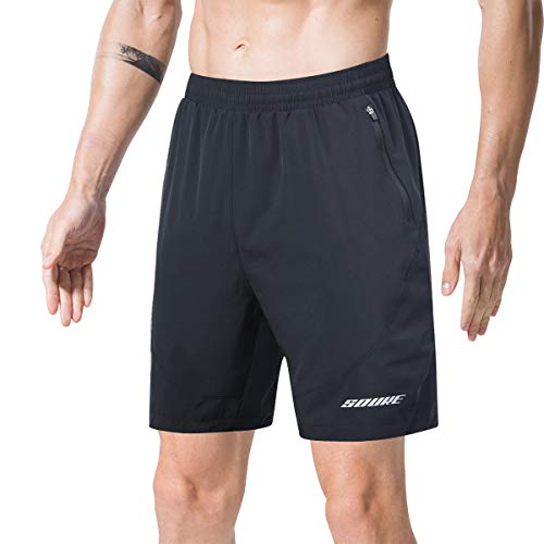 Souke Sports Herren Laufshorts Schnelltrocknend 2 in 1 Shorts Atmungsaktiv Trainingsshorts mit Reißverschlusstaschen