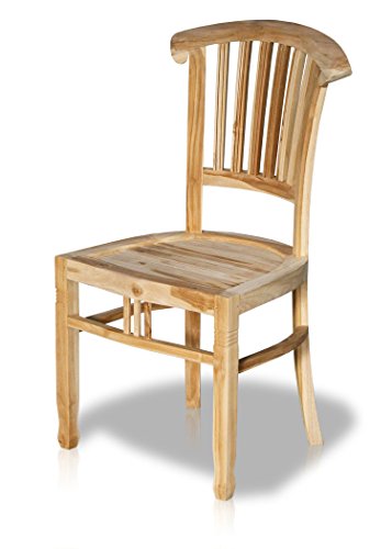 KMH, Teak Gartenstuhl 'Colonial' ohne Armlehnen im Colonialstil (#102060)