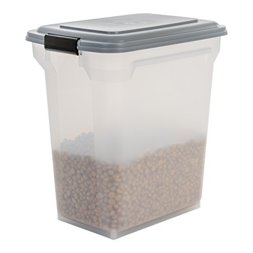 Iris luftdichte Futtertonne/Futtercontainer/Futterbehälter ATS-L, für Hundefutter, Kunststoff, transparent/grau, 45 Liter/15 kg