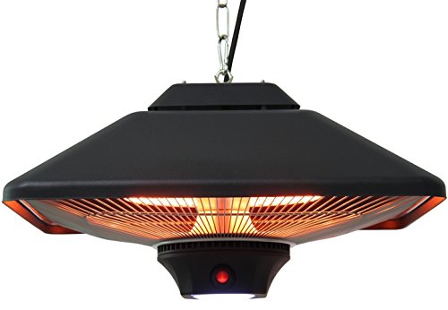 Aktobis Decken-Heizstrahler, Balkonheizer, Zeltheizer WDH (Schwarz + bis 2.000 Watt + LED Lampe)