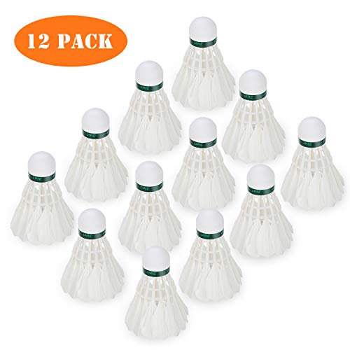 AimTop 12 Stück Badminton Federbälle, Gänsefeder Badminton Set, Badminton Bälle Naturfederbälle mit hoher Stabilität und Haltbarkeit, Federball Training Badmintonbälle für Bewegung, Unterhaltung