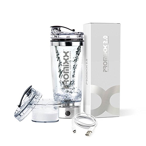 PROMiXX 2.0 Elektrischer Eiweiß Shaker / Protein Shaker | USB wiederaufladbarer Shaker | mit Proteinbehälter und Micro-USB-Kabel 600ml