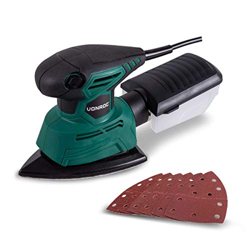 VONROC Dreieckschleifer Mouse | Multischleifer 130 W - Mit Staubauffangbehälter und 6 Schleifblättern