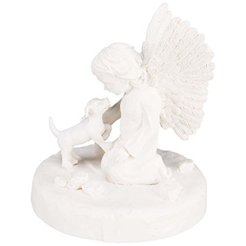 Gedenkstein Hund mit Engel 38418 Maße: ø 12 × 14 cm Farbe: weiß