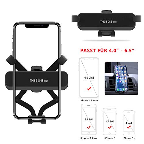 ORYCOOL Auto Handyhalterung, Universal KFZ Handy Halterung Lüftung, Schwerkraft Handyhalter fürs Auto, kompatibel für iPhone XS MAX/XR, Galaxy S10/S10Plus/S9Plus (für 4,7''-6,5'')  (Dunkles Schwarz)